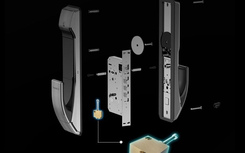 Cận cảnh lõi khóa C-class hợp kim nguyên khối chống cháy của Kaadas.