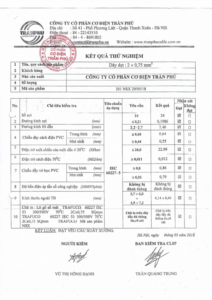 Chứng chỉ xuất xưởng đầu dây điện trần phú