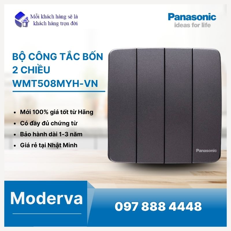 Bộ công tắc bốn 2 chiều WMT508MYH-VN Minerva chính hãng